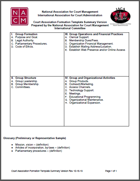 Court Association Summary Template